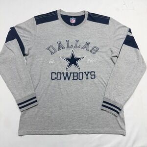 NFL Dallas Cowboys Shirt Mens Large Gray Excellent Long Sleeve Embroidered Star